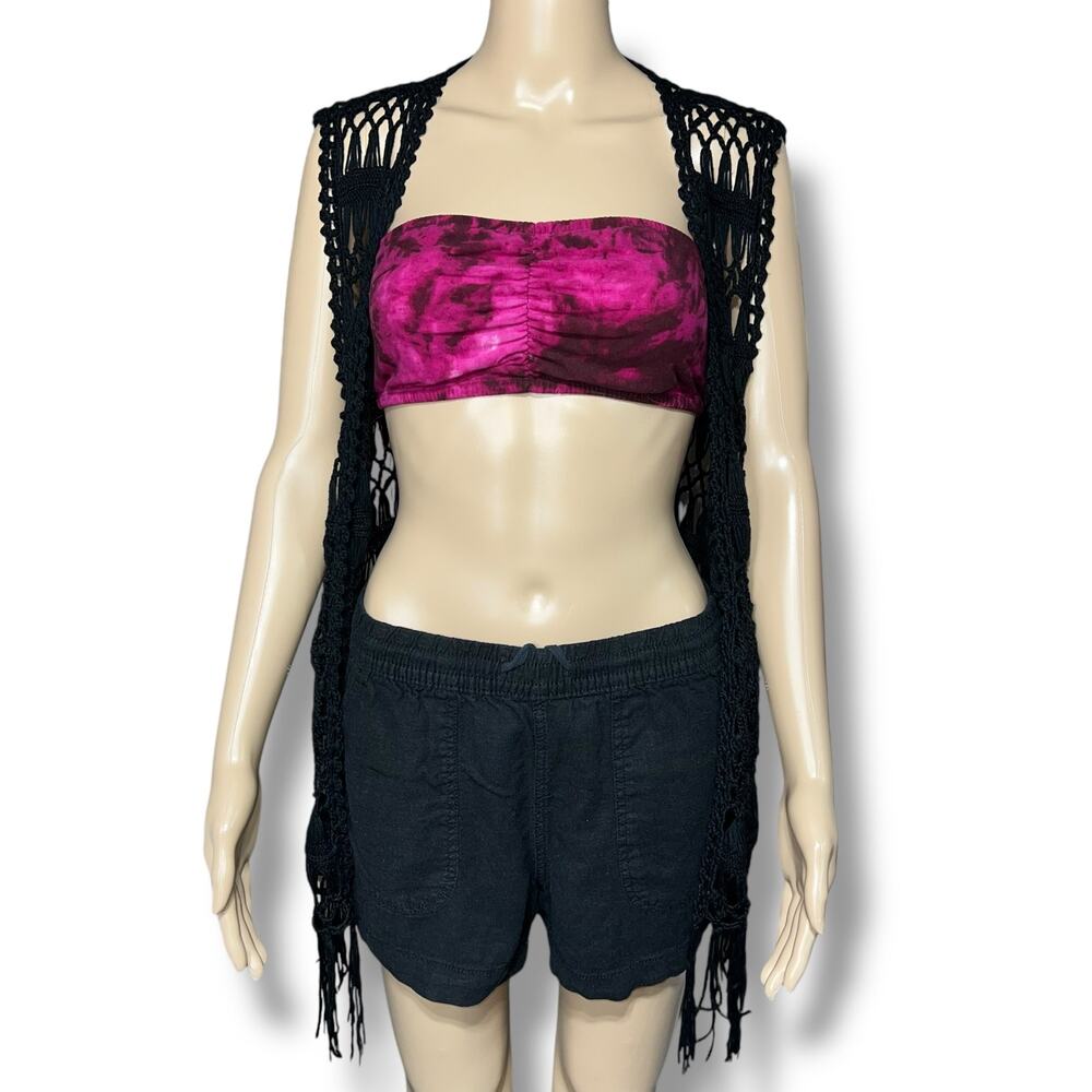 No Boundaries Womens Bandeau Bra Pink Tie Dye Stretch Medium 7 9